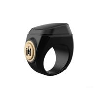 Anillo Tasbih electrónico inteligente con 40 mAh para batería y carga USB para contar oraciones precisas hasta 99999 veces en tono marrón, ajuste de 20 mm (18 mm, negro)