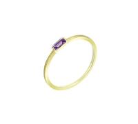Anillo The Promise, alianzas de boda para mujer con amatista rectangular, oro amarillo de 14 quilates, regalos únicos para amigas y mujeres, H 1/2, Oro amarillo de 14 quilates, Amatista