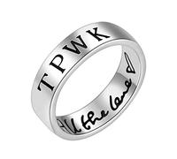 Anillo TPWK de acero inoxidable de 6 mm para escribir a mano We'll Be Alright, circonita