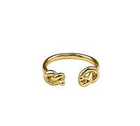 Anillo trenzado de cobre chapado en oro con nudos para mujer, accesorio de moda sencillo y con carácter.