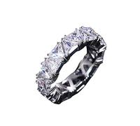 Anillo triangular de aleación de plata retro elegante para mujer, anillos de circonita completa para mujer, tallas 6 a 10, juego de anillos vanguardistas, 7, Cobre, Sin piedras preciosas