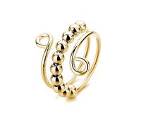 Anillo único de cuentas para ansiedad para mujeres y niñas, espiral, giratorio, inspiraciones, joyería, ganchillo, extensible, ajustable, mejores amigos, delicado cumpleaños, Metal, no conocido,