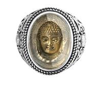 Anillo vintage de acero de titanio con cabeza de Buda para hombre, accesorios con personalidad única