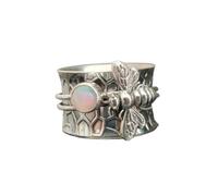 Anillo vintage de circonita blanca hecho a mano con grabado de animales bohemios, ovalado, joyería natural, regalo para mujer, tallas 6 10, E, Zinc