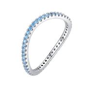 Anillo vintage de oro blanco, anillo de promesa para mujer con forma redonda de topacio azul, M 1/2, Oro blanco de 14 quilates, Topacio