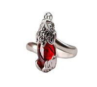 Anillo vintage de plata de ley 925 ajustable Buena suerte Feng Shui Pixiu anillo con granadas rojas regalo de mamá