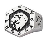 Anillo vintage de plata de ley 925 con signo del zodiaco ajustable para hombres y mujeres, R 1/2, Metal, 0