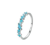 Anillo vintage de plata de ley 925, elegante, turquesa, moderno, para mujer, para fiesta, apilable, joyería fina, regalo de cumpleaños, 6, Zirconia cúbica