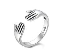Anillos abiertos ajustables para mujer - Anillo ajustable unisex de doble capa Anillo de pareja con forma de mano Dame un abrazo Anillo de compromiso con propuesta romántica