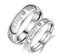 Anillos abiertos ajustables para mujeres y hombres, pareja de moda para prometer amor con letra His & Her King grabada, para mujeres y hombres