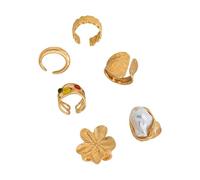 Anillos abiertos ajustables vanguardistas, juego de 6 piezas de joyería inspirada en punk para apilamiento diario u ocasiones, accesorios de aleación de, regalo, estilos punk, anillos ajustables