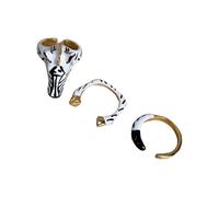 Anillos abiertos con estampado geométrico único de cebras, joyería artística contemporánea, accesorios de dedo perfectos para usar en capas de anillos geométricos vanguardistas
