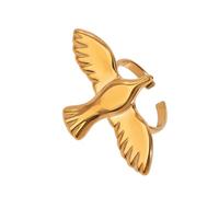 Anillos abiertos de ala de pájaro de palomas de la paz, ajustables, hechos a mano, accesorio de acero inoxidable para uso diario, joyería personal