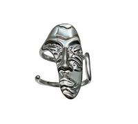 Anillos abiertos de media cara oscura, tamaño ajustable para mujeres y hombres, joyería de moda, color negro y plateado, anillos únicos