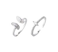 Anillos abiertos de plata de ley 925, 1 par, con un diseño de mariposa, exquisitos y únicos, ideales para niñas y mujeres.