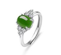 Anillos abiertos de plata de ley 925 con jade, jaspe y circonita naturales, joyería para mujer y niña.
