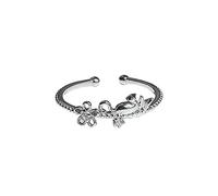 Anillos abiertos de plata de ley 925, únicos y exquisitos, con flores, gatos y circonitas, joyería para niñas y mujeres.
