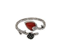 Anillos abiertos de plata de ley 925 vintage con espinas de ágata roja del sur, joyería para mujer y niña.
