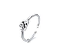 Anillos abiertos sencillos, bonitos y exquisitos con forma de oso polar y circonitas, ideales para niñas y mujeres.