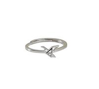 Anillos abiertos sencillos y únicos de plata de ley 925 con diseño de mil grullas de papel huecas para niñas y mujeres.