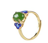 Anillos ajustables de jaspe hetiano en plata de ley 925, sencillos y únicos, joyería para niñas y mujeres.