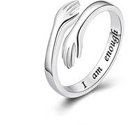 Anillos ajustables de moda for mujer, anillo de abrazo de plata de ley personalizado ajustable abrazo manos abrazo anillo abierto for pareja anillo de abrazo personalizado for mujeres hombres joyería