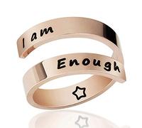 Anillos Ajustables,Dikkar Anillo Inspirador,Kucheed Joyas Grabadas Soy Suficiente,Anillo Espiral de Acero Inoxidable con Espiral,Regalos de Aliento de Personalidad para Niñas Niños