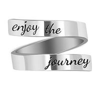 Anillos Ajustables,Dikkar Anillo Inspirador,Kucheed Joyas Grabadas Soy Suficiente,Anillo Espiral de Acero Inoxidable con Espiral,Regalos de Aliento de Personalidad para Niñas Niños