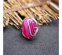 Anillos Ajustables Mujer,Anillo De Cristal Ajustable Piedra De Ágata Rosa Anillo Abierto Piedra Natural Cuatro Garras Anillo De Plata Anillo De Eternidad Creativo Regalos De Joyería Encantadores P