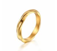 Anillos, Anillo de meñique trenzado acero inoxidable 316L - 4 mm, diseño minimalista, hipoalergénico, unisex(Gold,M)