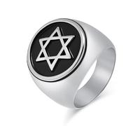 Anillos, Anillo Estrella de David con significado religioso judío. Joyería sello sobrenatural acero inoxidable(Silver,Y)