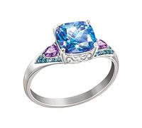 Anillos Anillos Anillos en azul cuadrado joyería anillo comprometido para las mujeres Anillo Anillo Anillos, 9, Metal, Sin piedras preciosas