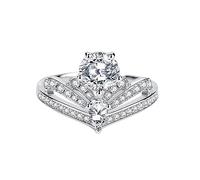 Anillos, Anillos de boda de diamantes Moissanite for mujer, 1 quilate, color D, corte redondo, VVS1, anillos de corona, anillos de compromiso de moissanita blanco/azul/rosa for mujer con certificado(P