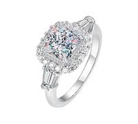Anillos, Anillos de compromiso de moissanita de talla princesa de 2 quilates for mujer, color D, anillos de diamantes VVS1, alianzas de boda de moissanita clásicas for mujer con certificado(8)