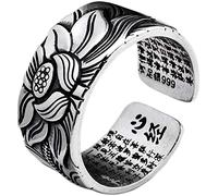 Anillos,Anillos de Plata for Mujer 925,Anillo Ajustable, for Mujer,S999 Anillo de Loto de Plata Maciza Anillo Abierto de Flor de Loto for Hombres y Mujeres Regalo de joyería Retro