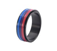 Anillos antiestrés para la ansiedad, para hombres y mujeres, de acero inoxidable, multicolor, con rayas epoxi, giratorio, 8 mm, No es una piedra preciosa