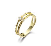 Anillos apilables, anillos de compromiso, anillos de compromiso con circonita cúbica de doble cubierta, conjuntos de joyas de oro para mujer, V 1/2, Oro de 14 quilates, Diamante