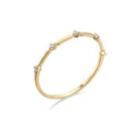 Anillos apilables, anillos de moda para mujer, estrechos con circonita cúbica, oro amarillo de 18,1 quilates, N 1/2, Oro amarillo de 18 quilates, Circonia cúbica