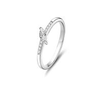 Anillos apilables, anillos para mí con diamantes en forma de marquesa de 0,2 quilates, oro blanco/platino 950, V 1/2, Platino 950, Diamante