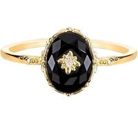 Anillos apilables ovalados de ónix vintage con diamantes negros para mujeres, hombres, adolescentes, plata, 9, Piedra, Ónix