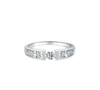 Anillos apilables para mujer, bandas de eternidad para mujer, banda hueca con diamante creado en laboratorio