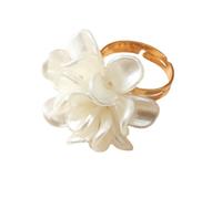 Anillos artísticos de camelias florales con tamaño flexible, joyería moderna para mujer, aleación acrílica, accesorio de construcción, elegante aleación acrílica