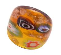 Anillos artísticos de cristal de Murano con incrustaciones únicas de arena dorada, accesorios étnicos para mujeres elegantes a la moda, One Size, como se describe, como se describe