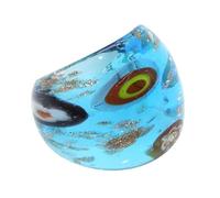 Anillos artísticos de cristal de Murano con incrustaciones únicas de arena dorada hechos a mano, accesorios étnicos para mujeres elegantes y artísticas, talla única, como se describe, como se describe