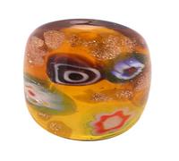 Anillos artísticos de cristal de Murano con incrustaciones únicas de arena dorada hechos a mano, accesorios étnicos para mujeres elegantes y artísticas, talla única, como se describe, como se describe