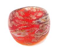 Anillos artísticos de cristal de Murano con incrustaciones únicas de arena dorada hechos a mano, accesorios étnicos para mujeres elegantes y artísticas, talla única, como se describe, como se describe