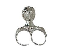 Anillos atrevidos Joyería Diseño de esculpida Accesorio de aleación de bucle abierto con acabado metálico plateado para fiestas, vestimenta diaria Anillos faciales Joyería Accesorio escultórico