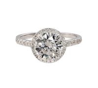 Anillos bohemios, anillo de promisa mujer con moissanite redondo oro blanco mejor novia regalos cumpleaños, 47 (15.0), Oro blanco de 14 quilates, Moissanita