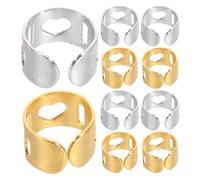 Anillos Cabello de Corazón Hueco, 120 Piezas Metal Dorado y Plata