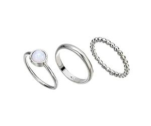 Anillos compatibles con juego de fabricación de silicona 3 unids plata minimalista geométrico anillo anillos de pollo, 10, Metal, Sin piedra preciosa